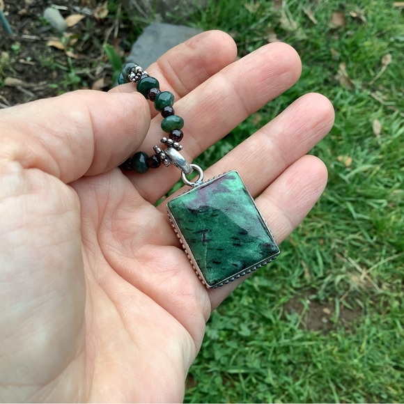 Ruby Zoisite and Sterling Necklace - Picture 2 of 5